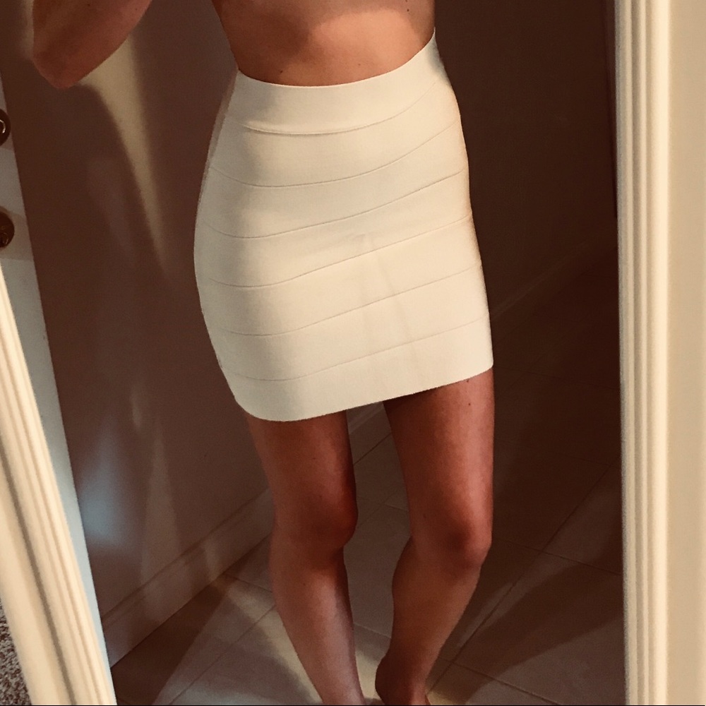 Bebe Champagne Bandage Skirt